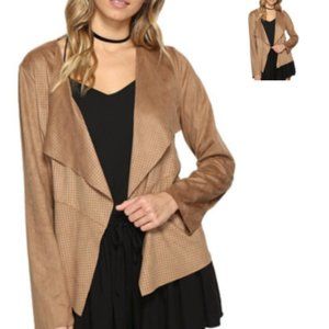 jack bb dakota faux suede tan carmel drapey lightweight jacket - size s